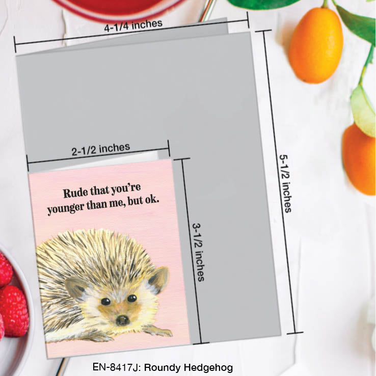 Roundy Hedgehog, Greeting Card (8417J), Enclosure, www.printedcanvas.com