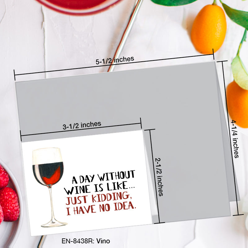 Vino, Greeting Card (8438R), Enclosure, www.printedcanvas.com