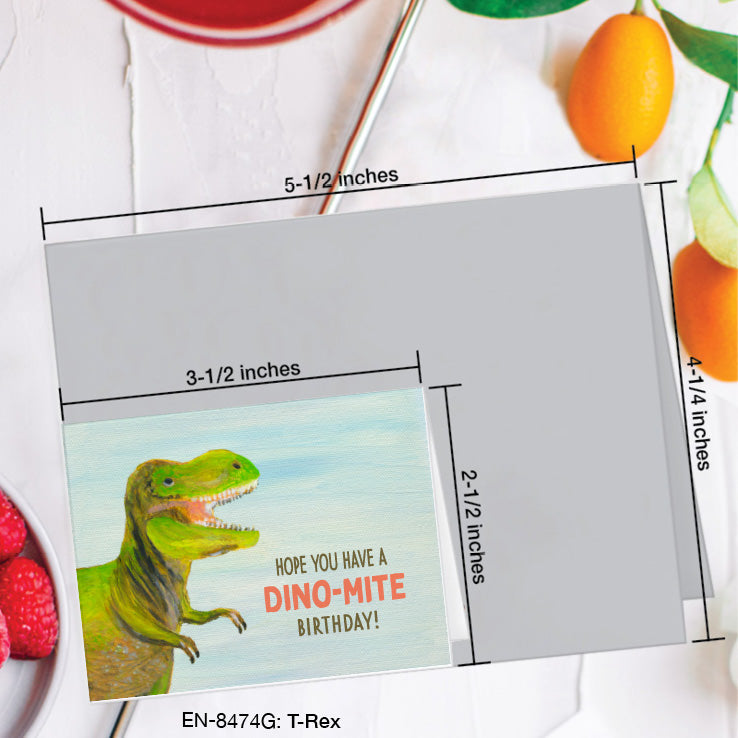 T-Rex, Greeting Card (8474G), Enclosure, www.printedcanvas.com