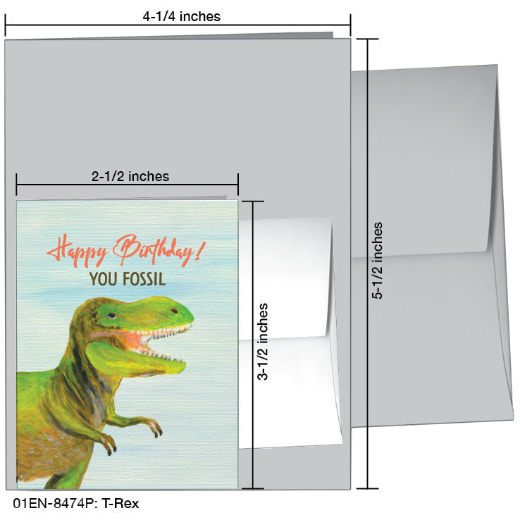 T-Rex, Greeting Card (8474P), Enclosure, www.printedcanvas.com
