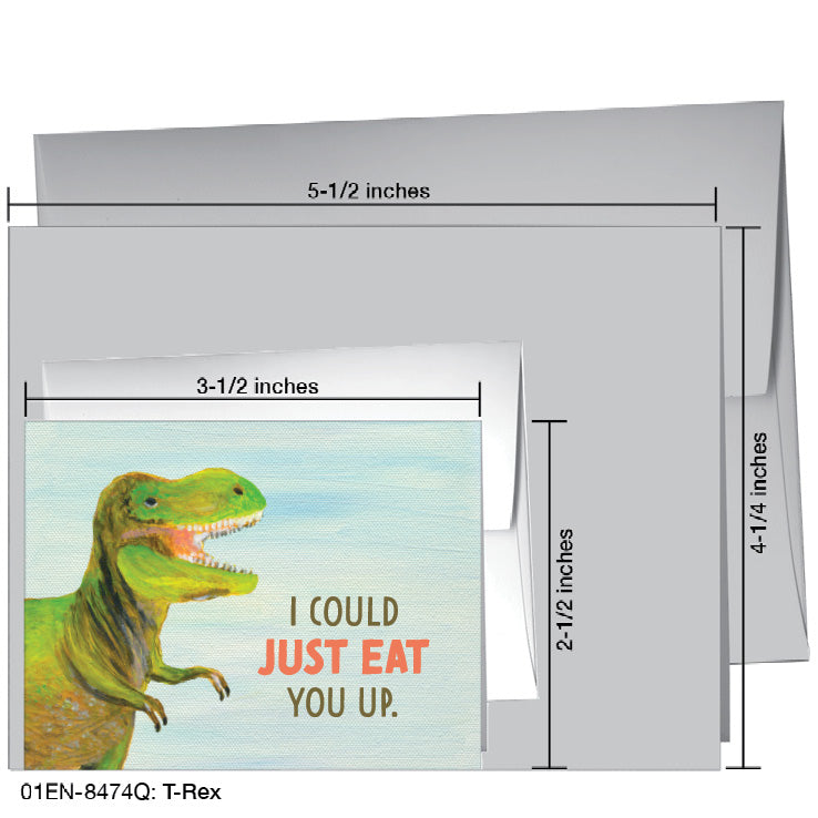 T-Rex, Greeting Card (8474Q), Enclosure Card, www.printedcanvas.com