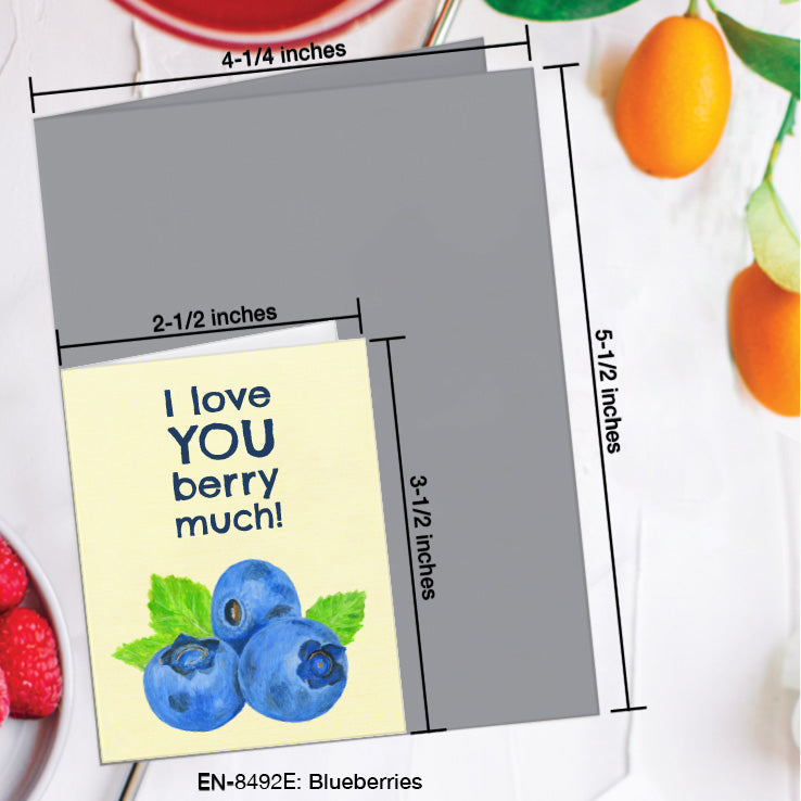 Blueberries, Greeting Card (8492E), Enclosure, www.printedcanvas.com