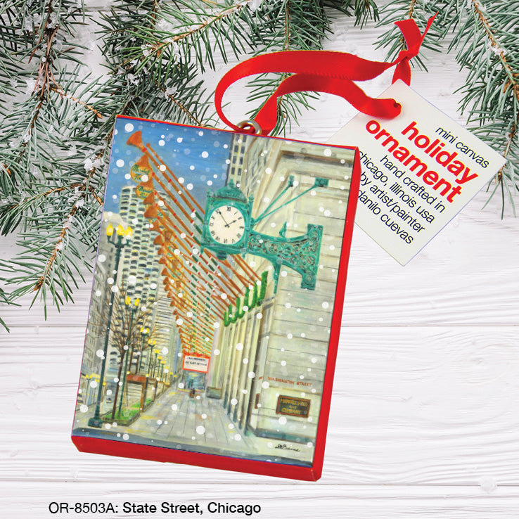 State Street, Chicago, Ornament (OR-8503B), Ornament Front, www.printedcanvas.com