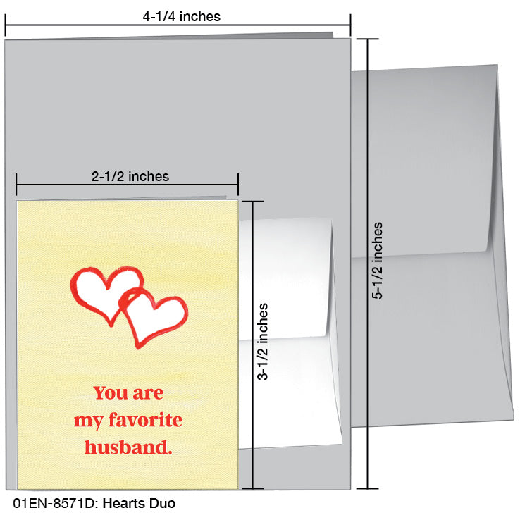 Hearts Duo, Greeting Card (8571D), Enclosure, www.printedcanvas.com