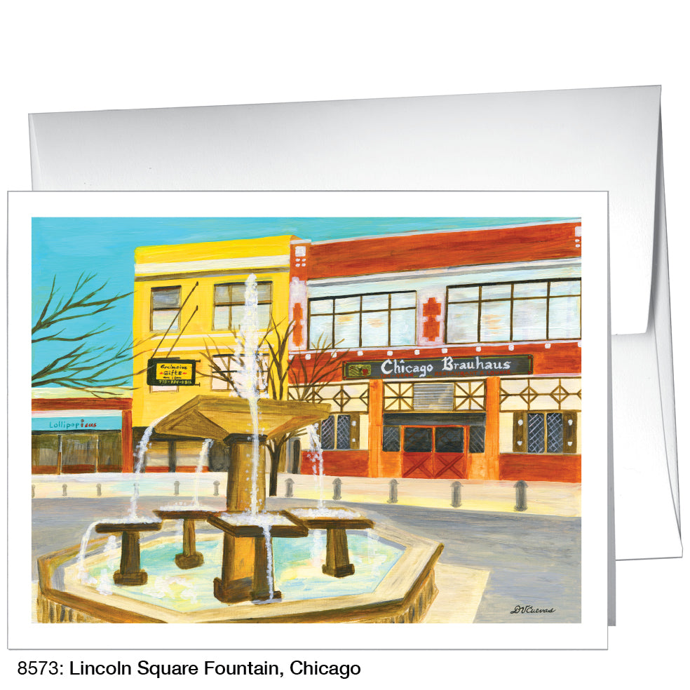 Lincoln Square Fountain, Chicago, Greeting Card (8573), A2, printedcanvas.com