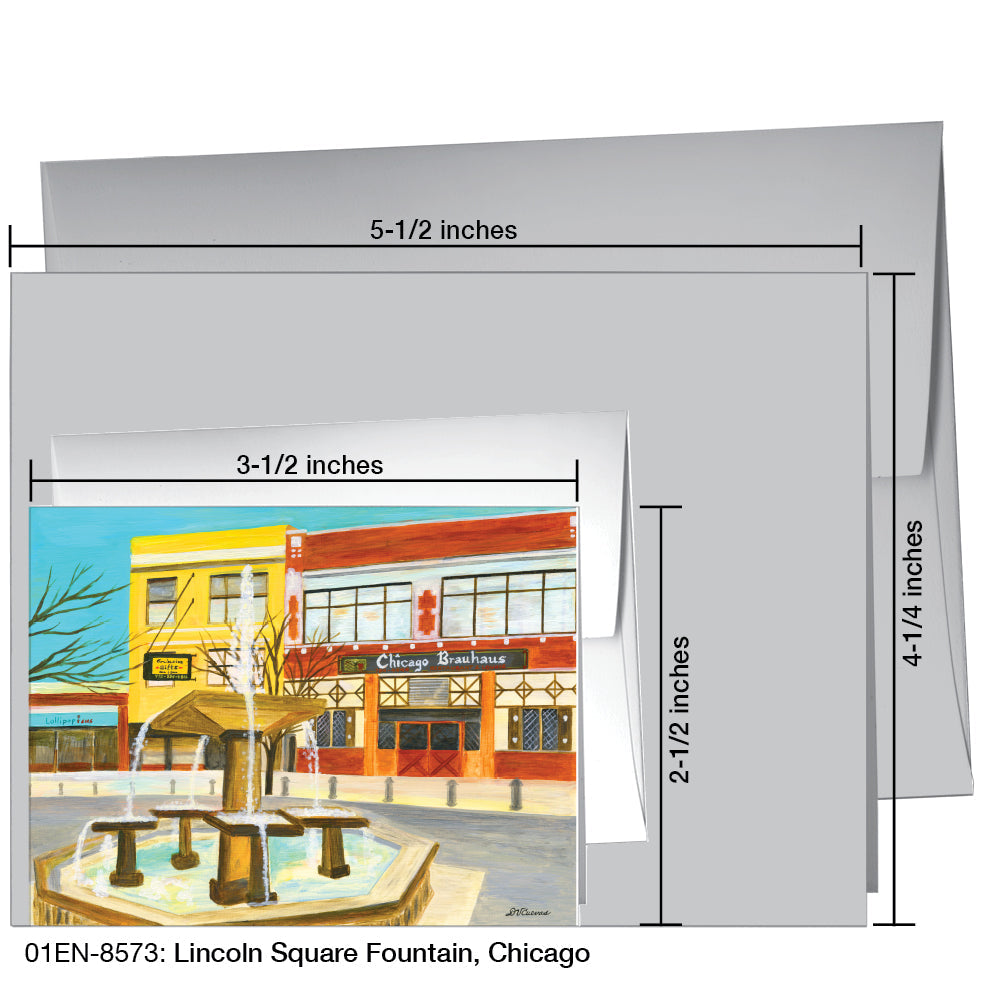 Lincoln Square Fountain, Chicago, Greeting Card (8573), Enclosure, printedcanvas.com