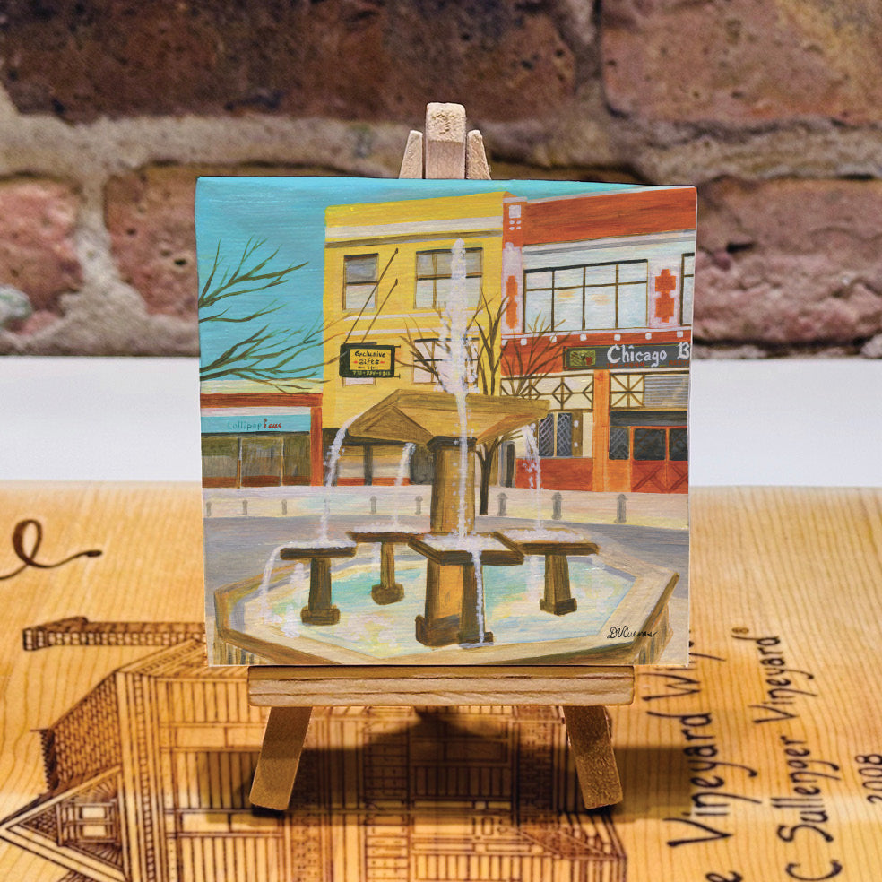 Lincoln Square Fountain, Chicago, Mini Artwork (MA-8573B)