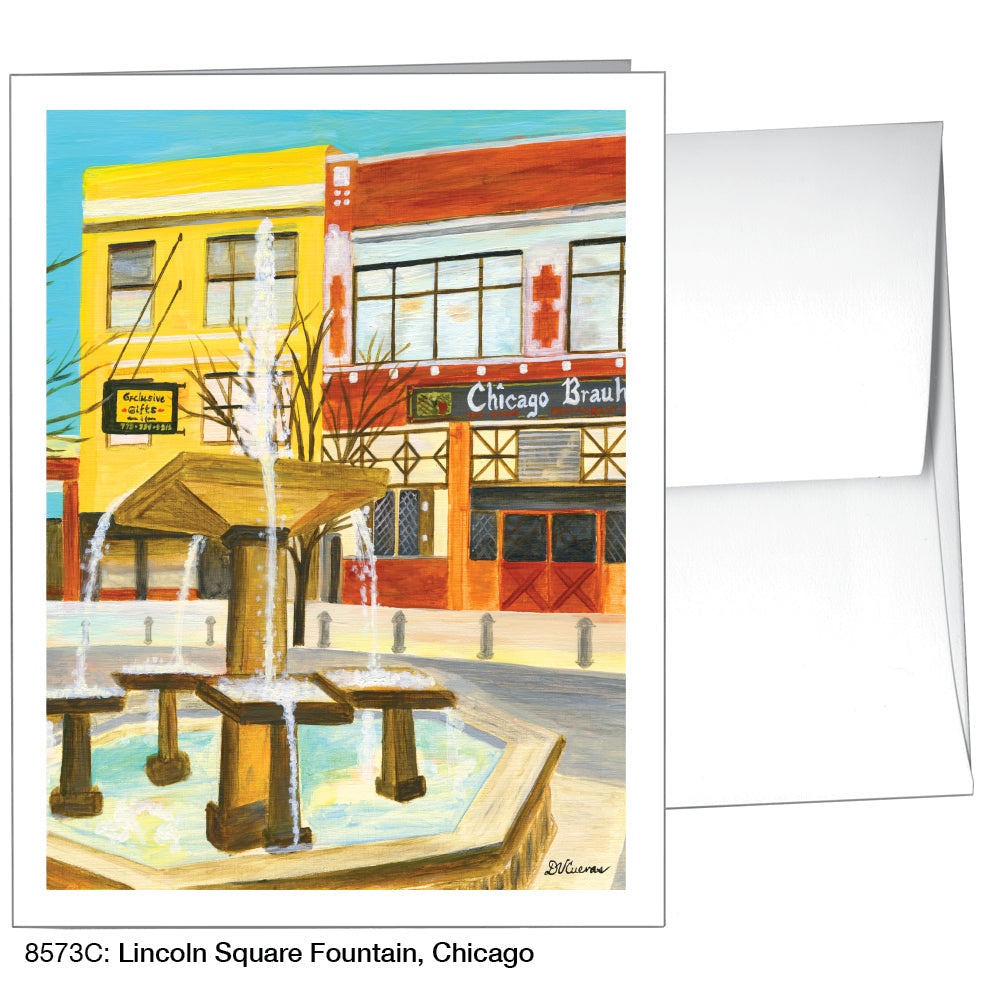 Lincoln Square Fountain, Chicago, Greeting Card (8573C), A2, printedcanvas.com