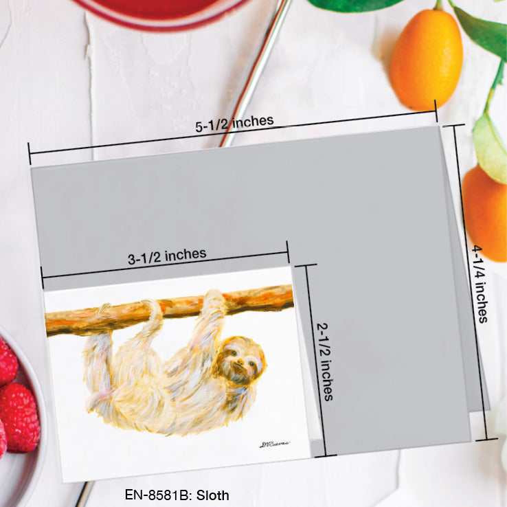 Sloth, Greeting Card (8581B), Enclosure Card, www.printedcanvas.com