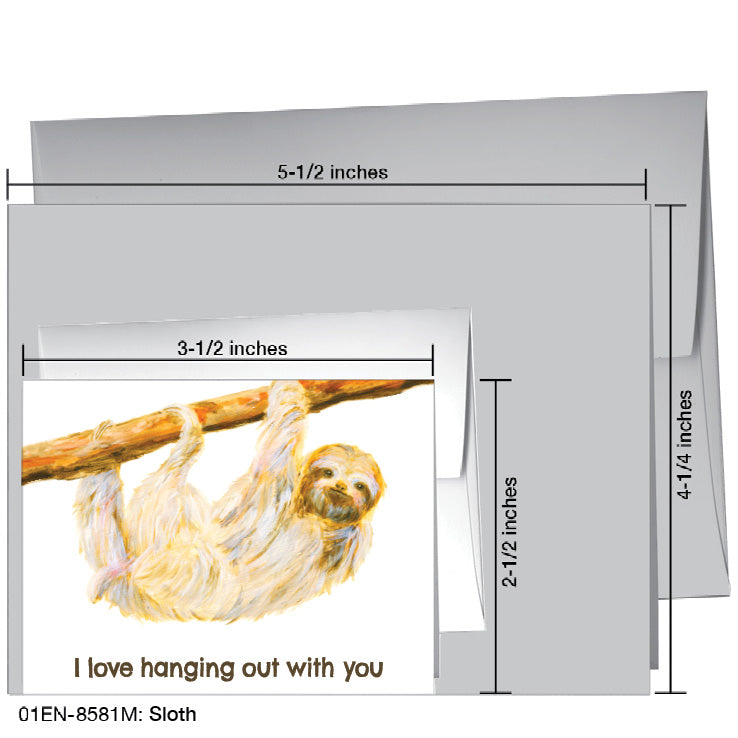Sloth, Greeting Card (8581M), Enclosure, www.printedcanvas.com