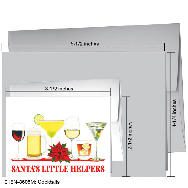 Cocktails, Greeting Card (#8605N), Enclosure Card, www.printedcanvas.com