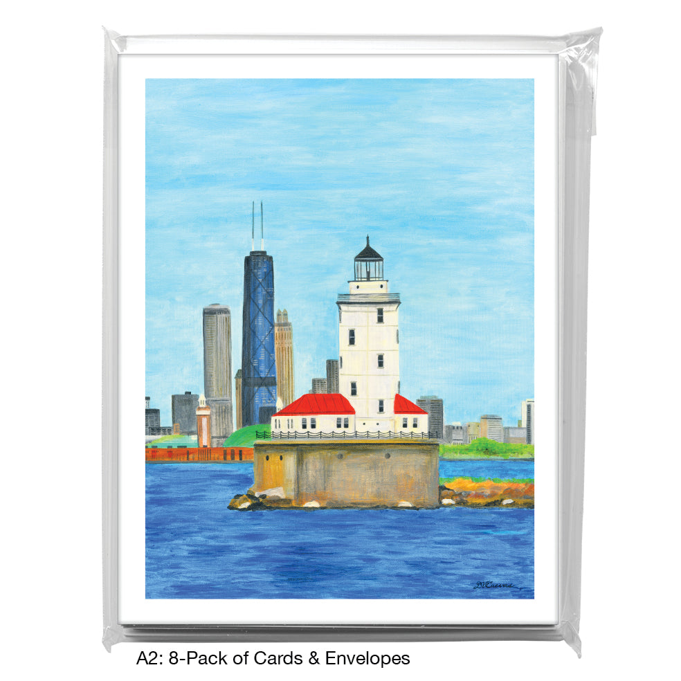 Lighthouse, Chicago, Greeting Card (8640A), A2 Card 8-Pack, www.printedcanvas.com