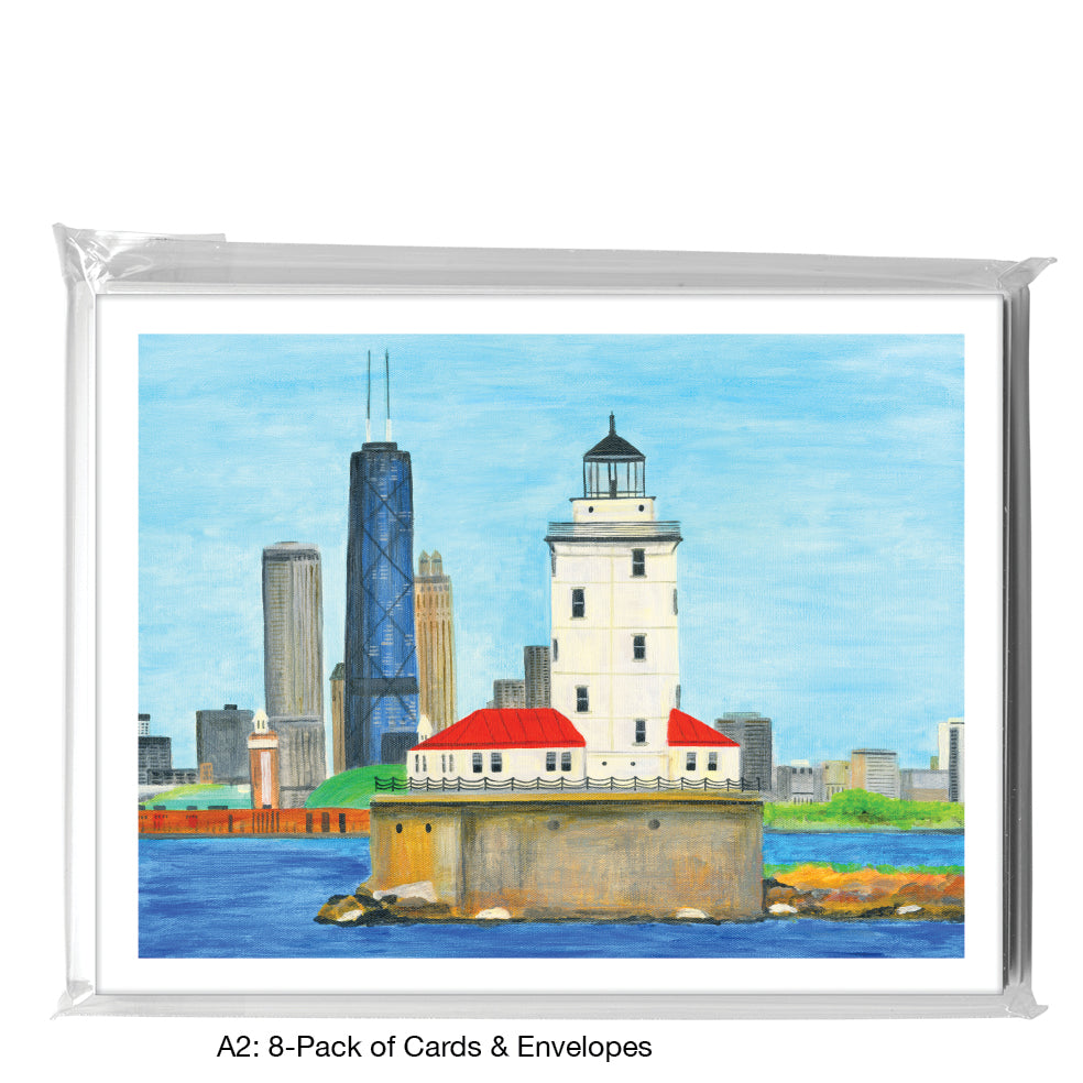 Lighthouse, Chicago, Greeting Card (8640H), 8-Pack, www.printedcanvas.com