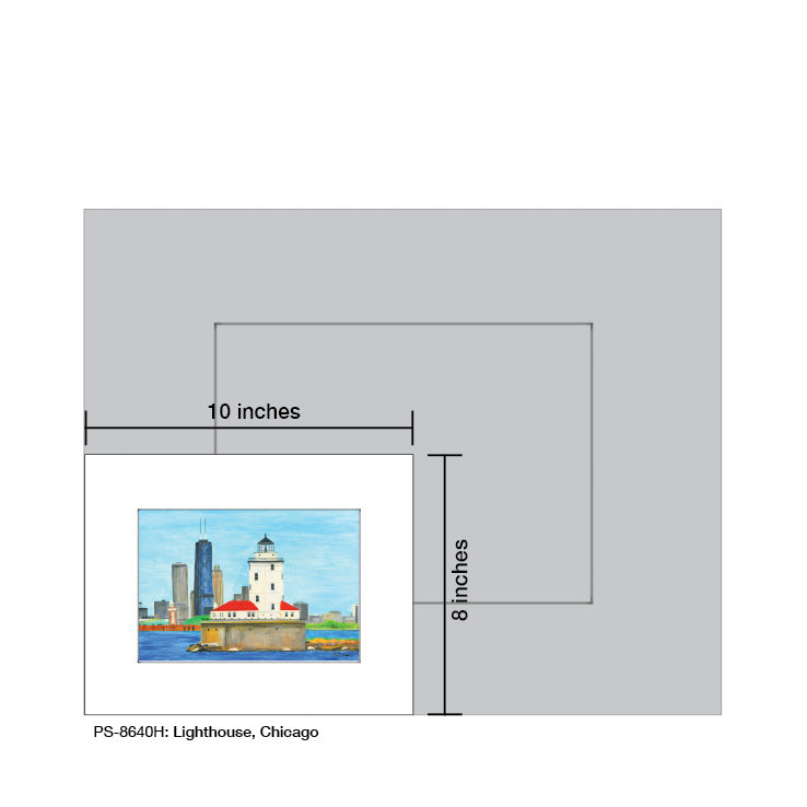 Lighthouse, Chicago, Print (#8640H), Print Matted, www.printedcanvas.com