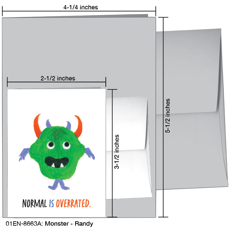 Monster - Randy, Greeting Card (8663A), Enclosure Card, www.printedcanvas.com