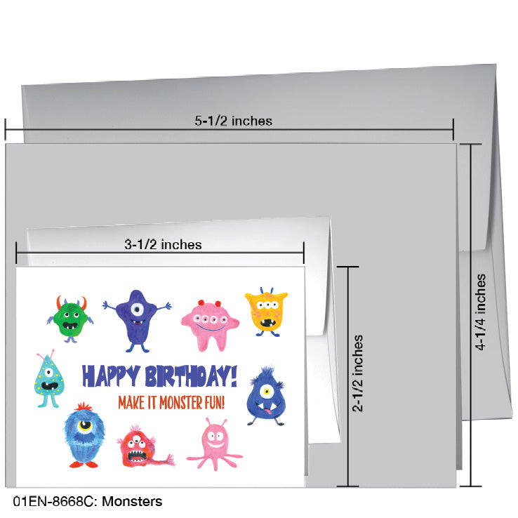 Monsters, Greeting Card (8668C), Enclosure, www.printedcanvas.com