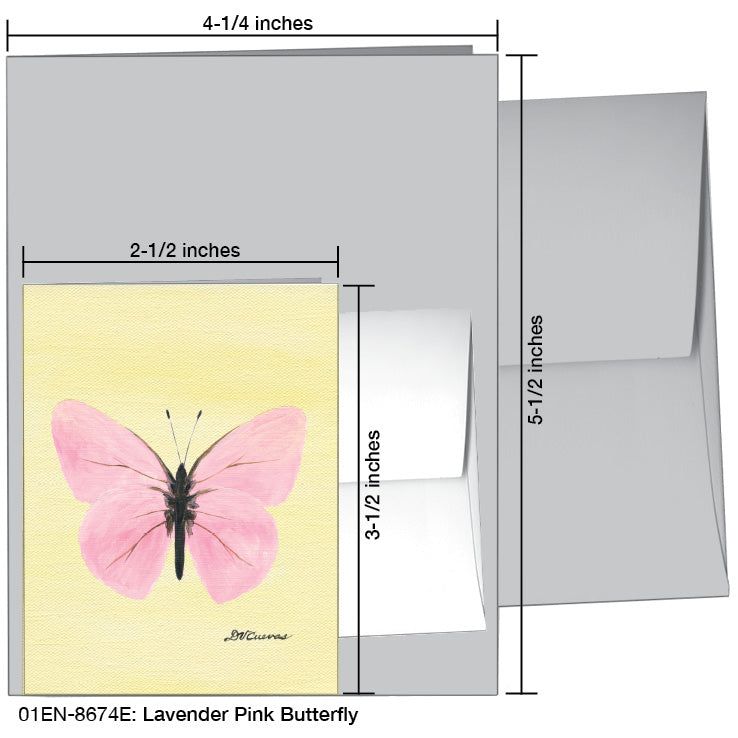 Lavender Pink Butterfly, Greeting Card (8674E), Enclosure, www.printedcanvas.com