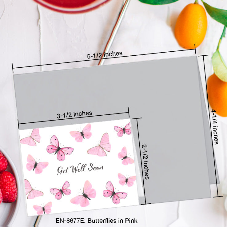 Butterflies in Pink, Greeting Card (8677E), Enclosure, www.printedcanvas.com