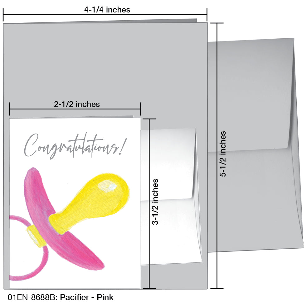Pacifier - Pink, Greeting Card (8688B), Enclosure Card, www.printedcanvas.com