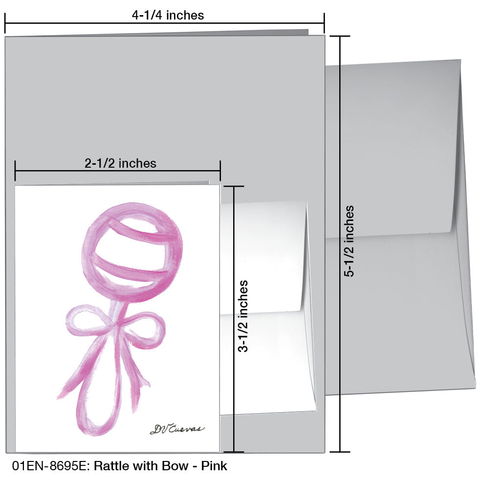 Rattle with Bow - Pink, Greeting Card (8695E), Enclosure Card, www.printedcanvas.com