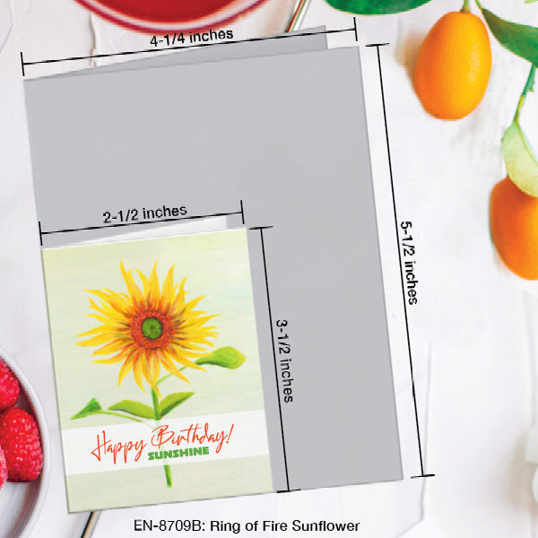 Ring of Fire Sunflower, Greeting Card (8709B), Enclosure, www.printedcanvas.com
