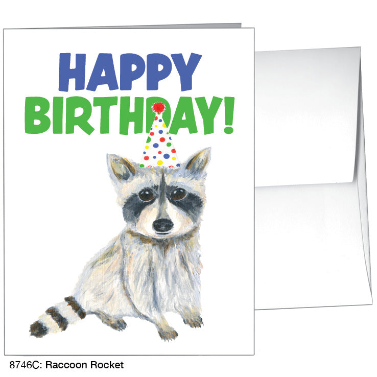 Raccoon Rocket, Greeting Card (8746C), A2 Card Front, www.printedcanvas.com