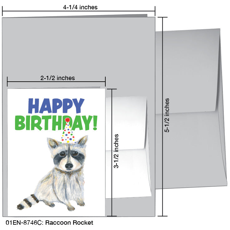 Raccoon Rocket, Greeting Card (8746C), Enclosure Card, www.printedcanvas.com