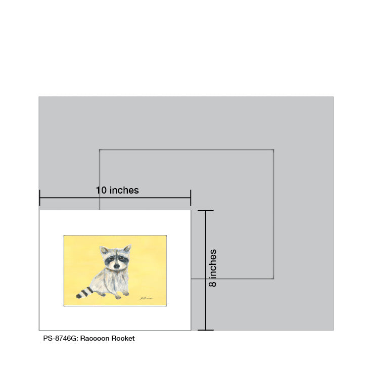 Raccoon Rocket, Print (#8746G), Print Matted, www.printedcanvas.com