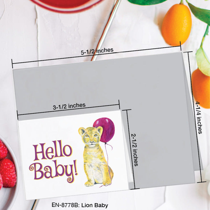 Lion Baby, Greeting Card (8778B), Enclosure, www.printedcanvas.com