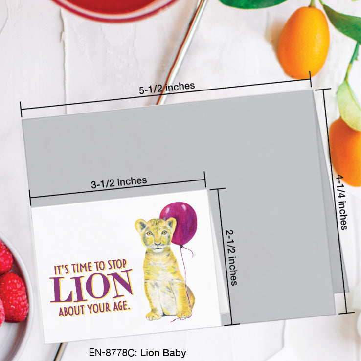 Lion Baby, Greeting Card (#8778C), Enclosure, www.printedcanvas.com