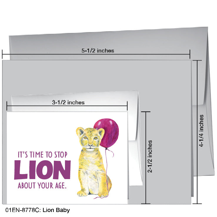 Lion Baby, Greeting Card (#8778C), Enclosure, www.printedcanvas.com