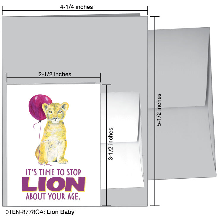 Lion Baby, Greeting Card (#8778CA), Enclosure Card, www.printedcanvas.com