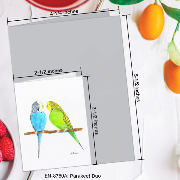Parakeet Duo, Greeting Card (8780A), Enclosure Card, www.printedcanvas.com