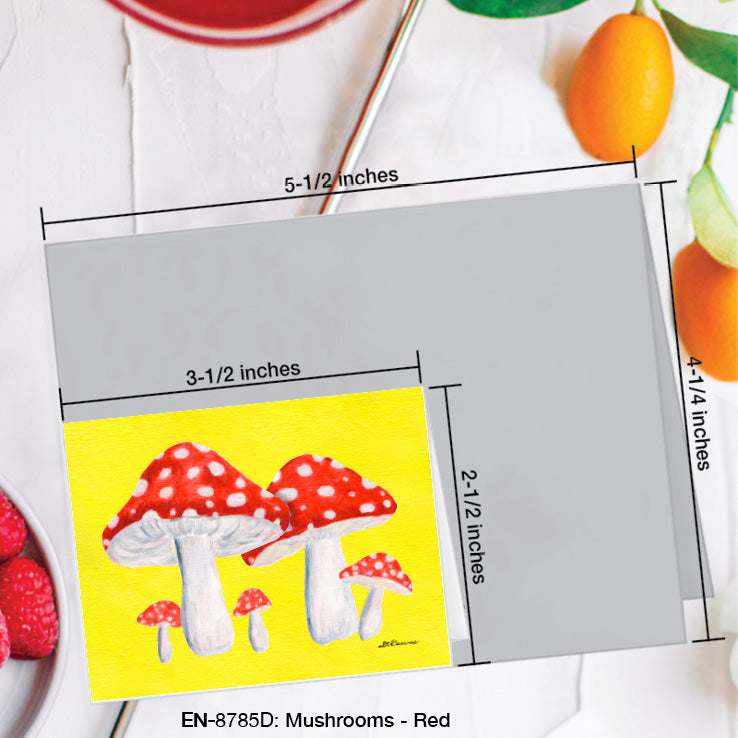 Mushrooms - Red, Greeting Card (8785D), Enclosure Card, www.printedcanvas.com