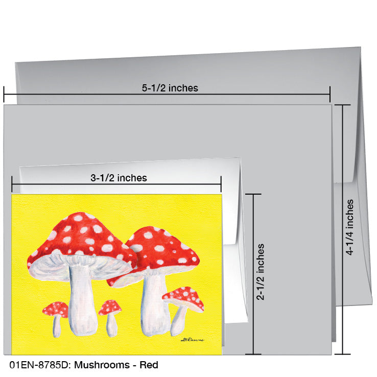 Mushrooms - Red, Greeting Card (8785D), Enclosure, www.printedcanvas.com