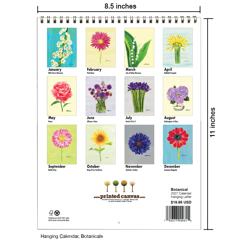 Hanging Letter Calendar, Botanicals