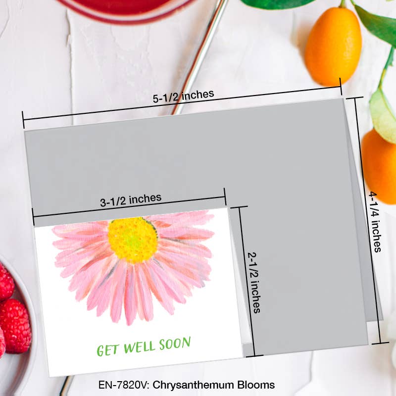 Chrysanthemum Blooms, Greeting Card (7820V), Enclosure, www.printedcanvas.com