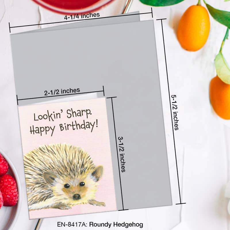 Roundy Hedgehog, Greeting Card (8417A), Enclosure, www.printedcanvas.com