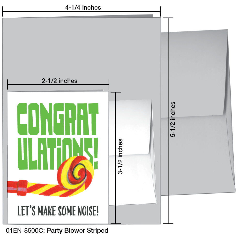 Party Blower Striped, Greeting Card (8500C), Enclosure, www.printedcanvas.com