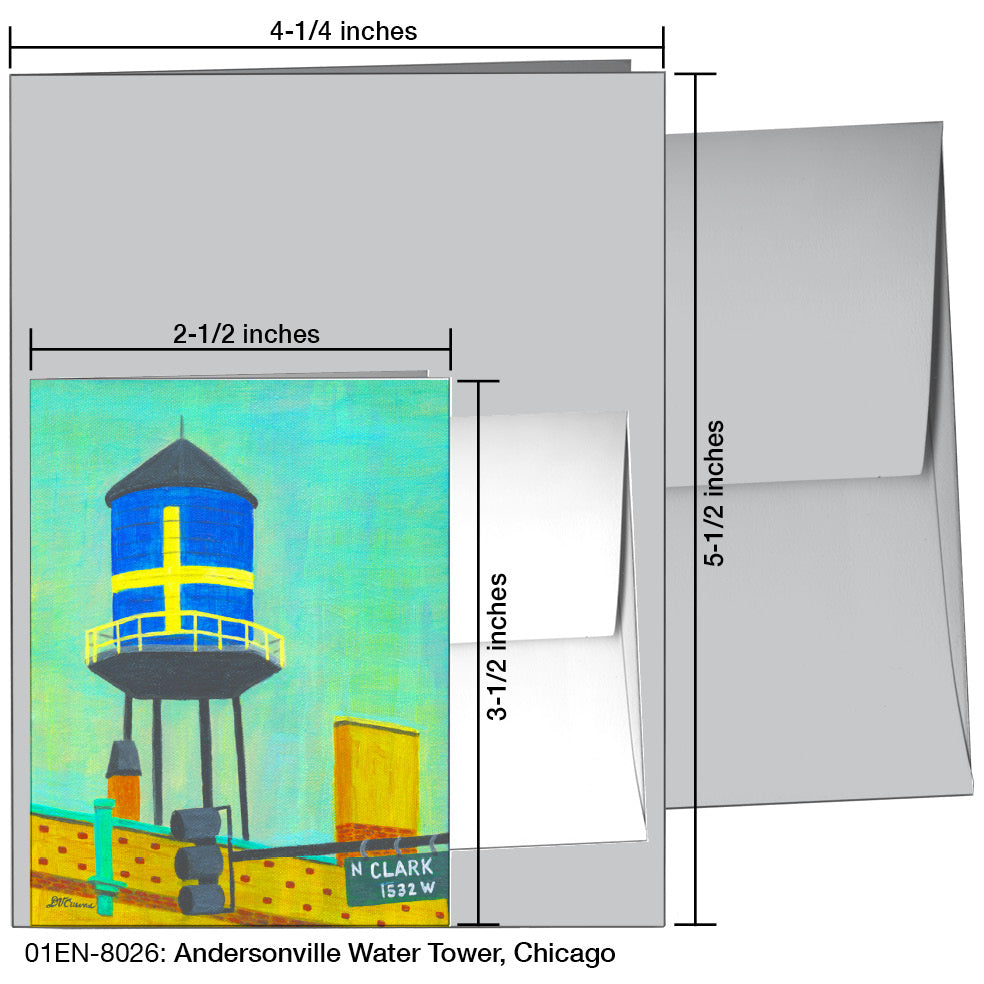 Andersonville Water Tower, Chicago, Greeting Card (8026A), Enclosure, www.printedcanvas.com