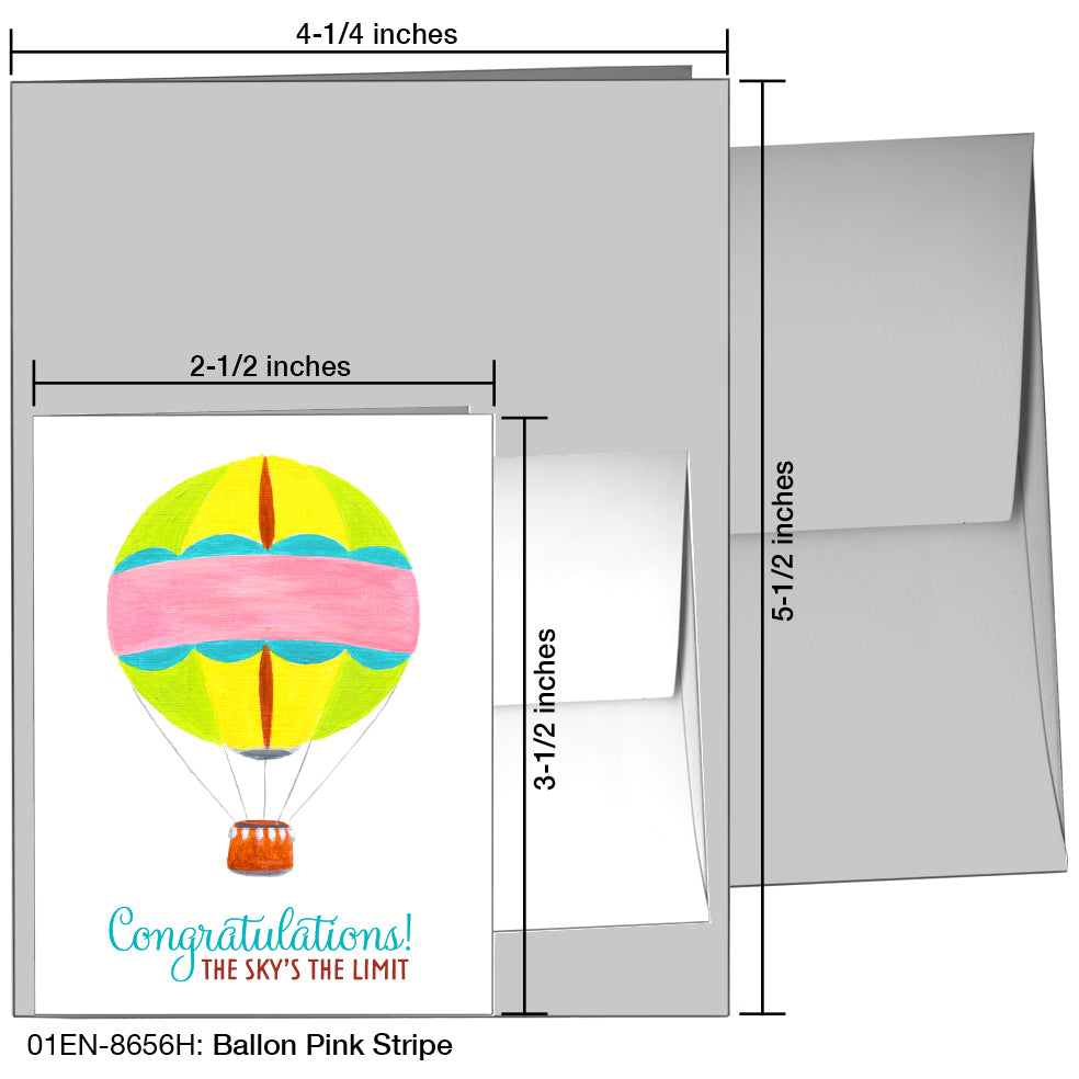 Balloon Pink Stripe, Greeting Card (8656H), Enclosure, printedcanvas.com