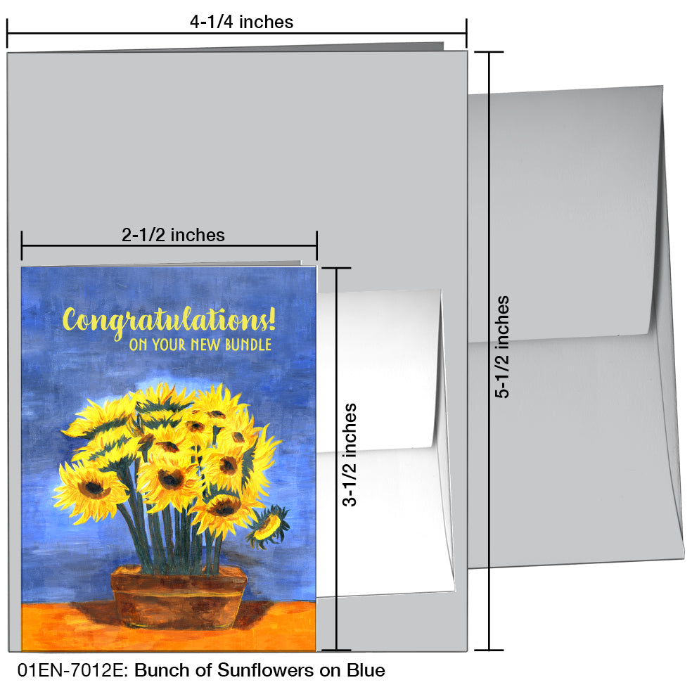 Bunch of Sunflowers on Blue, Greeting Card (7012E), Enclosure, printedcanvas.com