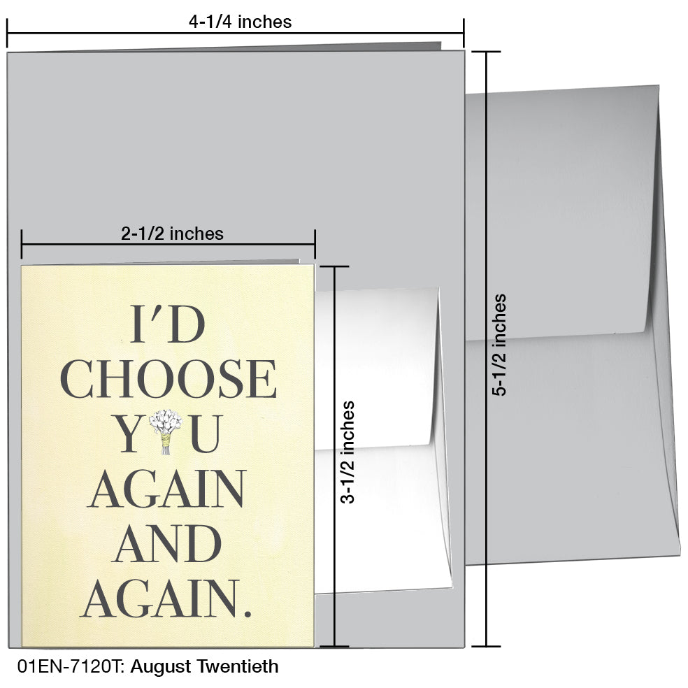 August Twentieth, Greeting Card (7120T), Enclosure Card, www.printedcanvas.com