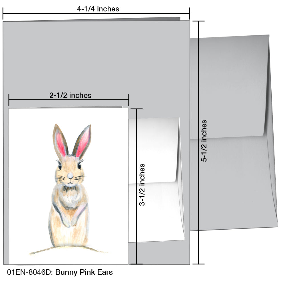 Bunny Pink Ears, Greeting Card (8046D), Enclosure Card, www.printedcanvas.com