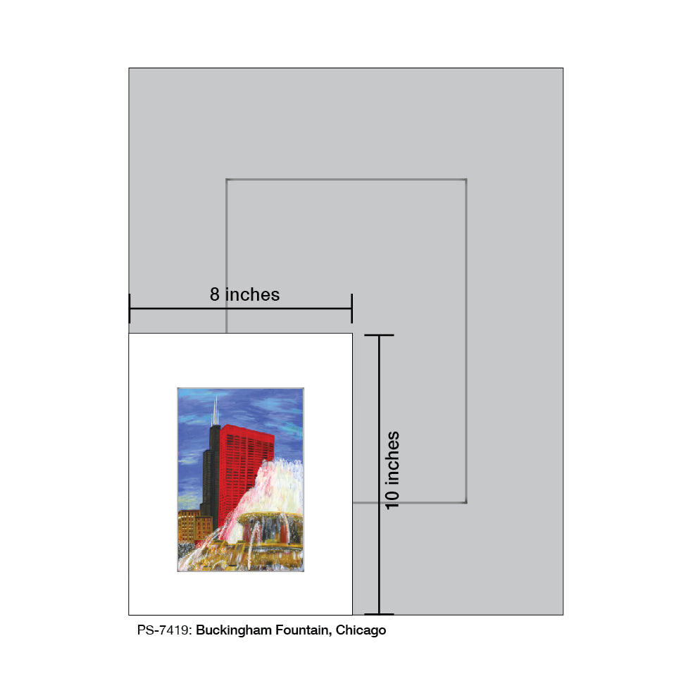 Buckingham Fountain, Chicago, Print (#7419A), Print Matted, www.printedcanvas.com