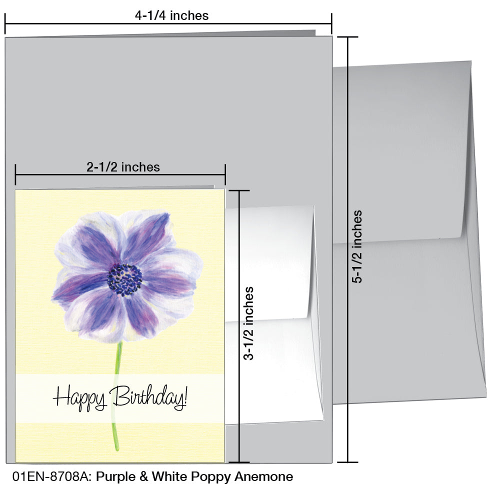 Purple & White Poppy Anemone, Greeting Card (8708A), Enclosure, www.printedcanvas.com