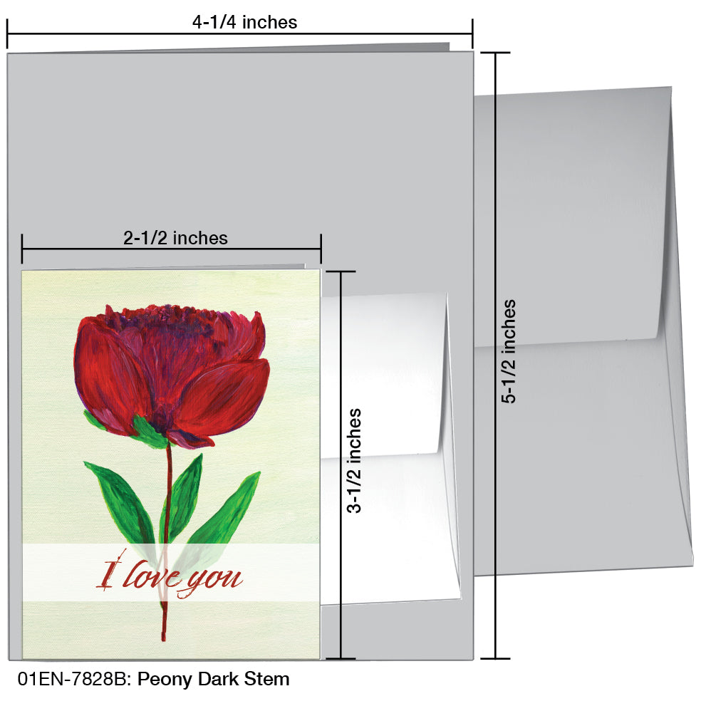 Peony Dark Stem, Greeting Card (7828B), Enclosure, www.printedcanvas.com