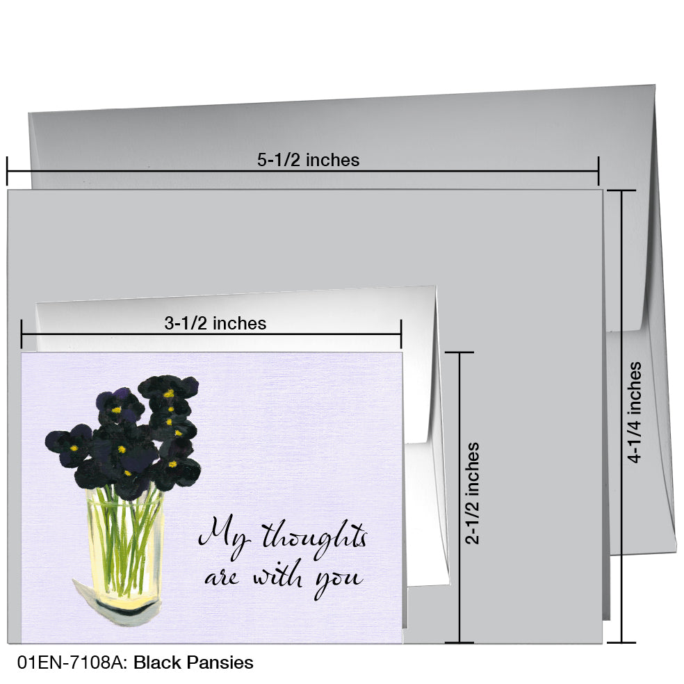 Black Pansies, Greeting Card (7108A), Enclosure, printedcanvas.com