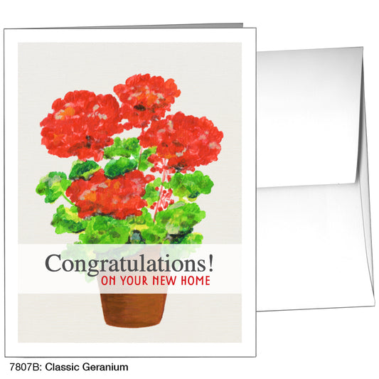 Classic Geranium, Greeting Card (7807B), Front, www.printedcanvas.com