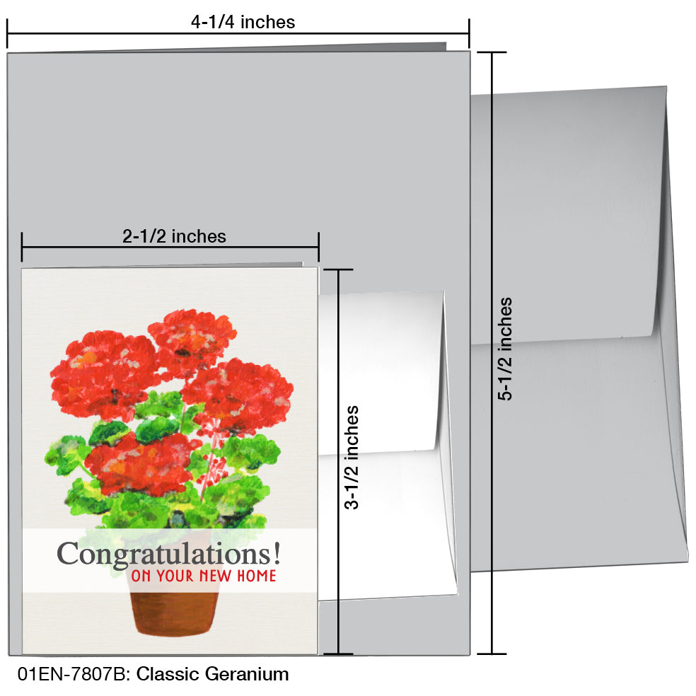 Classic Geranium, Greeting Card (7807B), Enclosure, www.printedcanvas.com